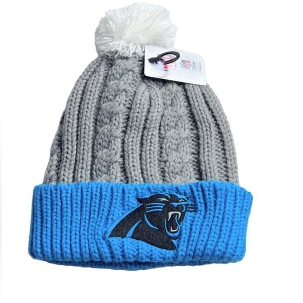 NFL Carolina Panthers women’s New Era Sport Cuffed Knit Hat Pom Football.